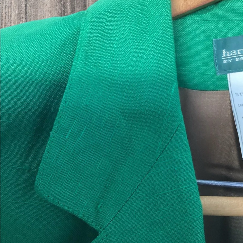 Vintage 80s Womens Size 8 Blazer Linen Blend Kelly Green Lined St Patrick’s Day - Picture 8 of 9